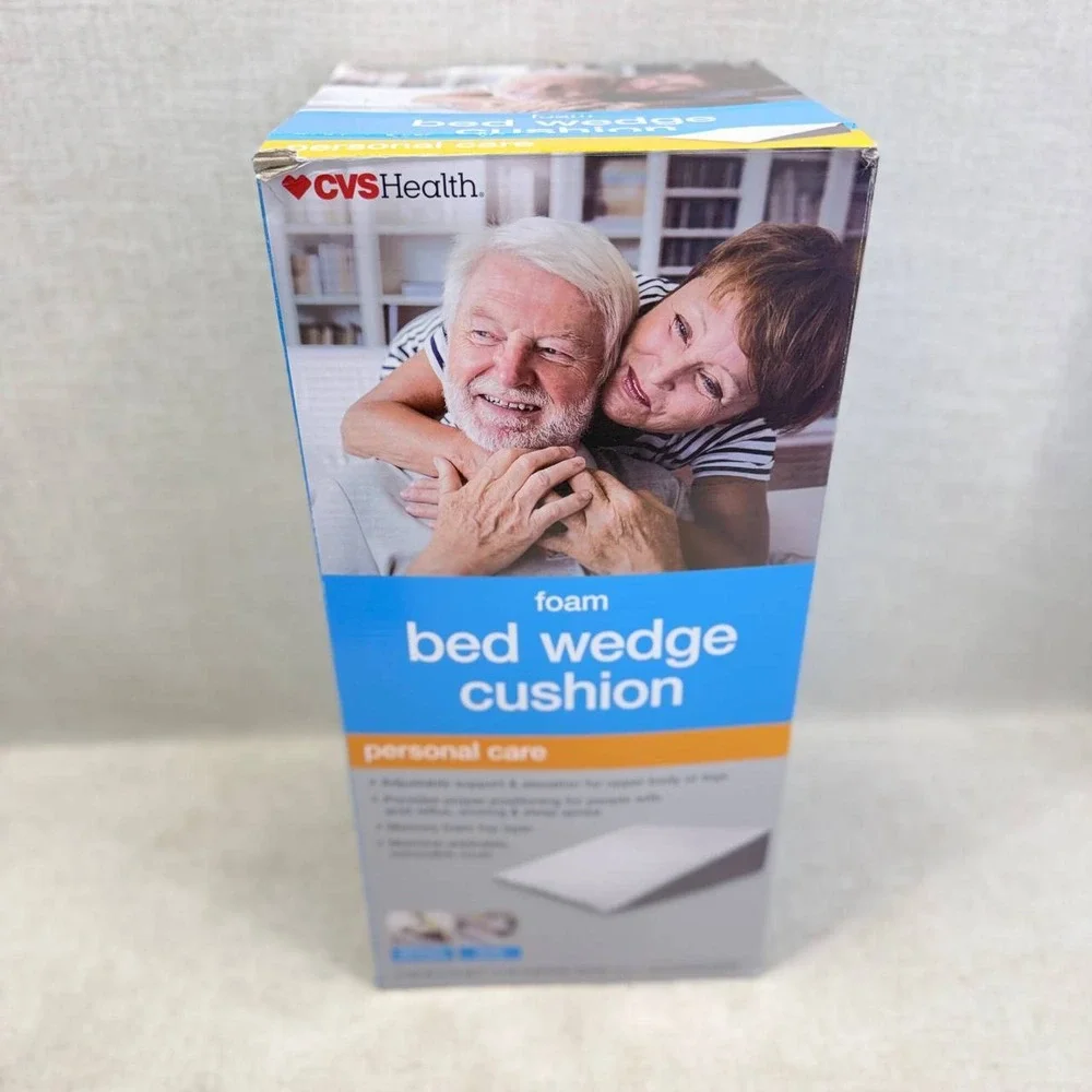 CVS Health Foam Bed Wedge Cushion Memory Foam 24x24x7.5 White Gray NIB